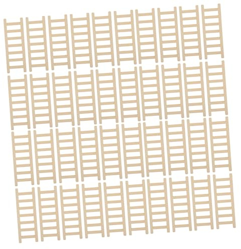 GALPADA 50 Pièces Mini Échelles Bois Miniature Échelle Décorative Robuste pour Maison de Poupée Mobilier Chambre Miniature Accessoire DIY Jardin Paysager
