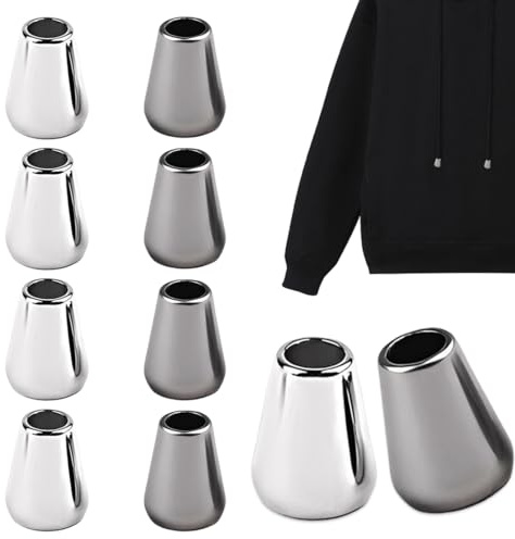 ZORVYN 8 Stück Metall Kordelendstücke, Verschlusskappen für Kordelenden, Sportwear Rucksack Kordelstopper (Metall In Loch Endstück, für Schnüre)(4 Gun-Farbe und 4 Silber)