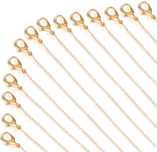 YBEATY 40 Pack Necklace Chains Bulk DIY Cable Link Chains, Gold | Gold and Silver Plated, for DIY Jewelry Making Supplies, Jewelry Making Accessories, 19 Inches