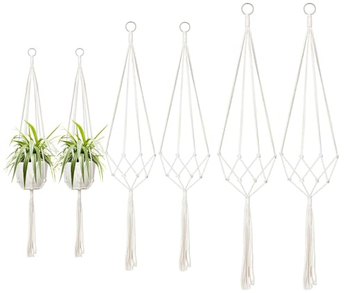 ZeniPremunz 6Pcs Makramee blumenampel,80/90/100cm Blumenampel hängend innen | Hängetopf für Pflanzen,Blumenampels innen,makramee wandbehang Geeignet für Decken, Terrasse & Balkon