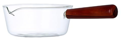 ARTSEWPLY Cacerola de Vidrio Borosilicato para Leche y Sopa Olla con Mango de Madera Resistente al Calor Apta para Cocina de Inducción y Gas Utensilio Multifuncional para Calentar y Cocinar