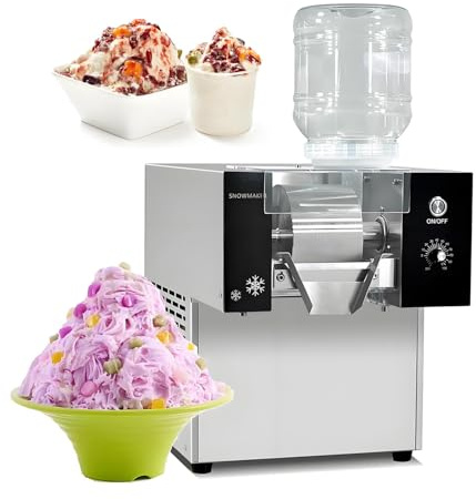 Machine à Glace à Double Tambour, Machine à Glace pilée Commerciale et Machine à glaçons en Flocons, capacité élevée de 60/120 kg/Jour, Vitesse réglable 110V-120F