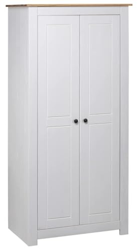 Refined Dielenschrank Garderobenschrank Schlafzimmerschrank Schrank Holzschrank Kleiderschrank Weiß 80×50×171,5 cm Kiefer Massiv Panama Serie