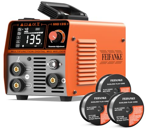 MIG135 Poste A Souder Fil Fourré Sans Gaz 135A 220V Synergie Des électrodes Poste à Souder 3 en 1 MIG/ARC/Lift TIG IGBT Inverter Poste A Souder+Fil Fourré Sans Gaz 0,8MM 3KG E71T-GS