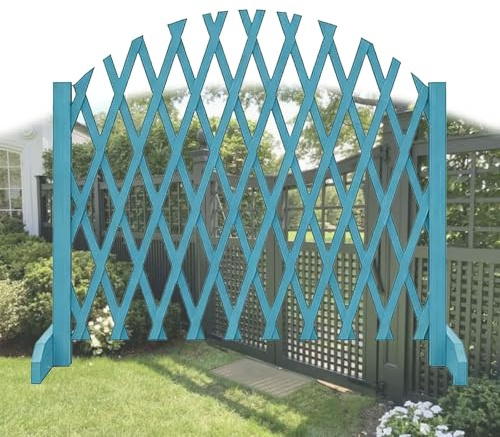 Garde-corps de cour de décoration de grille de jardin, clôture en treillis en bois réglable for plantes grimpantes, clôture en bois rétractable for jardin, cour, patio, potager.(Blue,300 * 160cm)