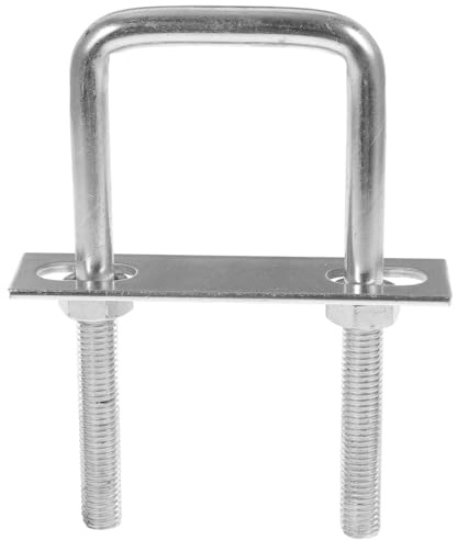 minkissy Galvanized Steel U Bolt Clamp U Shape Bolt Hardware for Boat Trailer Fixed Base Bracket for Column Thickened Plate Easy Install Mounting Fastener