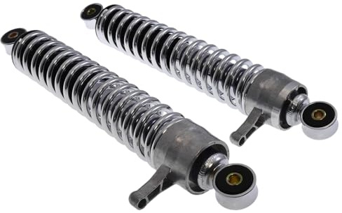 2EXTREME Stoßdämpfer Set 360mm kompatibel mit SIMSON S51, S50, S70 Enduro | 2 Federbeine in Chrom, 360 mm, Einbau hinten, Aufnahmen 20 mm/8 mm; kompatibel mit SIMSON S 51 E, S 53 B, S 51 C Comfort