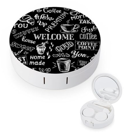 fkgvwo Contact Lens Container Coffee Black Travel Contact Lens Box with Mirror Tweezers Solution Bottle