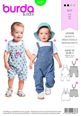 Burda Baby Easy Sewing Pattern 9337 Overall Dungarees