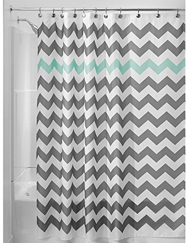 Chrasy Duschvorhang aus Stoff Wasserdichter Duschvorhang Anti-bakterieller Textil Duschvorhang in der Größe 180cm x 180cm Polyester (Grün)