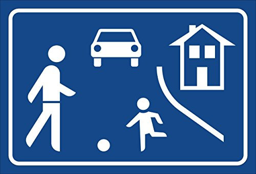 Melis-Folienwerkstatt Schild Spielstraße - Verkehrsberuhigter Bereich – 45x30 cm – 3mm Aluverbund – Bohrlöcher – mehrere Größen/Materialien