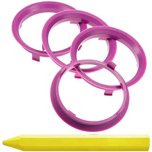 4X Zentrierringe Violett 70,1 mm x 65,1 mm + 1x Reifen Kreide Fett Stift