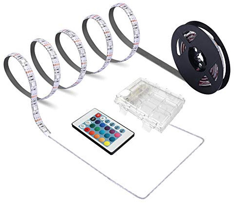sinzau Led Streifen Batterie Schmücken für DIYer - Selbstklebend 2M LedStreifen Akku 24 Tasten Ferngesteuert Dimmbar - DIY Innendekoration TV Hintergrundbeleuchtung Deko TreppenDeko