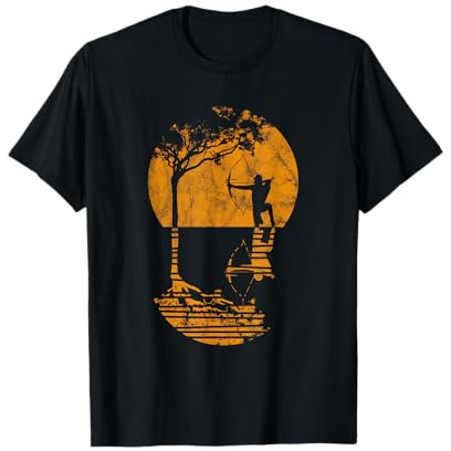 Bogenschütze Zubehör und Geschenke Herren Schwarz S T-Shirt Klassische Passform U-Ausschnitt Kurzarm Polyester 100%