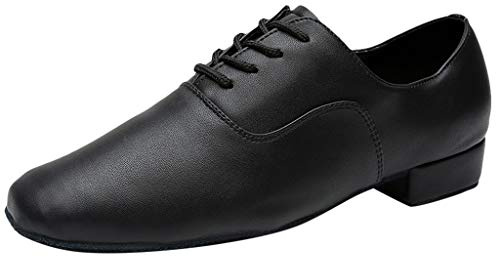 MaNMaNing Scarpe da Danza da Uomo in Pelle, con Allacciatura sul Tallone, Suola Morbida Latin Jazz, Moderne, per Il Tempo Libero