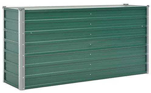 Goliraya Hochbeet Pflanzbeet Kräuterbeet Blumentopf Blumenkasten Blumenkübel Metall Gartenbeet Frühbeet Garten Blumenhochbeet für Terrasse & Garten Verzinkter Stahl 160x40x77 cm Grün