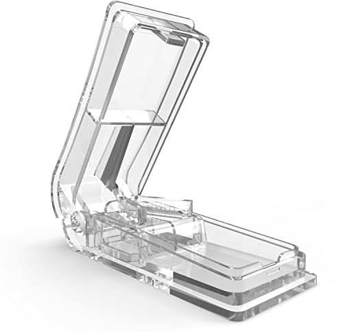 Foubiss - Tablettenteiler für kleine & große Tabletten - Tablettenschneider um exakt Pillen zu teilen - Pillenteiler mit Edelstahlklinge - BPA Frei