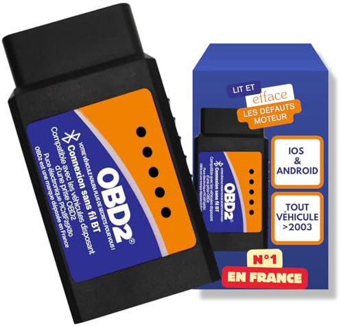 OBD2 Connexion Bluetooth + Support Francais 7/7J - Diagnostic des Codes Moteur en 3 Min ! Valise de Diagnostic Compatible avec la majorité des VÉHICULES - Vendeur Francais avec Support 7/7J 2025