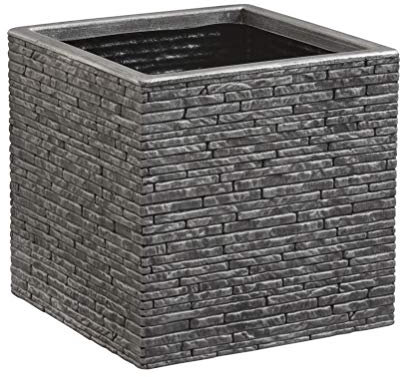 32 centimetre Strata Grey Brick Stone Effect Square Plastic Planter Flower Pot Patio Planter