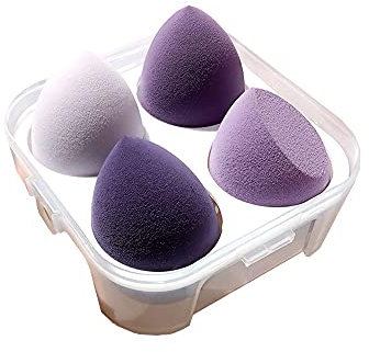 Maquillage Éponges, Fondation 4-Pack Blender Beauté Blending éponge, Set Beauté maquillage professionnel pour une utilisation à sec et humide (Oblique, Violet)