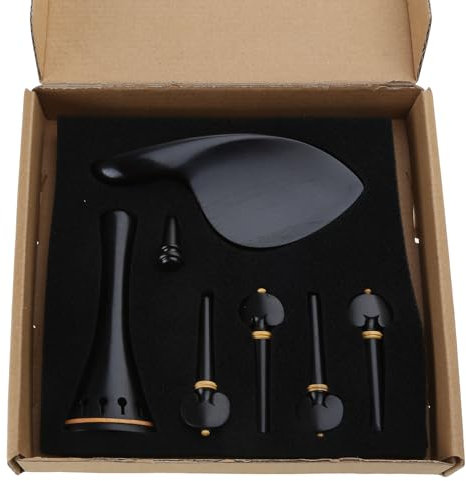 SHESSTILL 1set Violin Kit Zubehör 4/4 Ebenholz Saitenhalter für Violine Wirbel Kinnhalter Feinstimmer