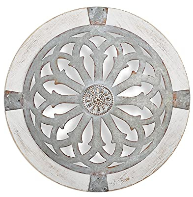 ISAKEN Runden Wanddeko aus Holz, Blumen Kunst Wand, Moderne Wandskulpturen Wanddekorationen runde Wandkunst hängende Verzierung, Boho Home Wohnzimmer Dekoration Ornament
