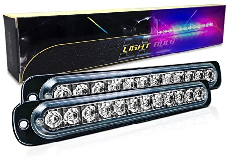 SKYWORLD Luci stroboscopiche a LED, 2pz Ultra sottile 12 LED 12V 24V Lampeggiante Luci stroboscopiche di emergenza Strobo Barra Luminosa per Moto Auto Camion Truck Trailer, Rosso + Blu