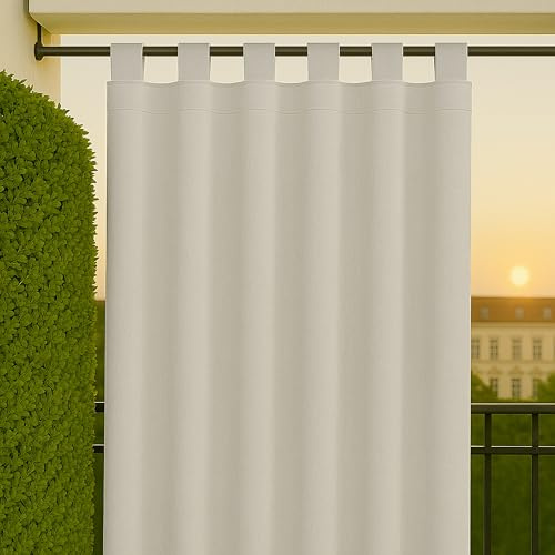 Byour3 - Tende Impermeabili Da Sole Per Esterno Con Passanti In Stoffa A Caduta Antimuffa - Tenda Laterale Gazebo Con Anelli In Tessuto X Terrazzo Balcone Pergola Patio (Avorio Naturale, 155 x 285H)
