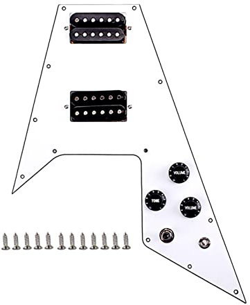 PECY Schlagbrett Tonabnehmer-Set Für Flying V Gitarre White 3 Ply Loaded Pickguard
