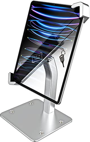 woleyi Supporto Tablet Antitaccheggio Scrivania, Supporto Tablet Chiosco Negozio con Serratura e Chiave, Porta Tablet Antifurto per iPad Pro 12.9/ Air, Surface, Galaxy Tabs (Tablet Grande 9-14)