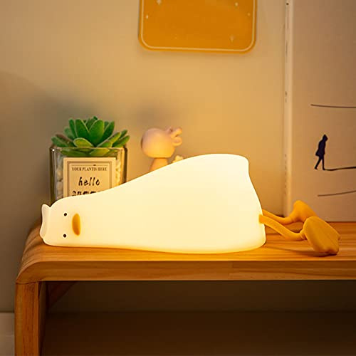 Attivolife Ente Nachtlicht, niedliche Kinderzimmer Silikon Tier-Lampe, wiederaufladbarer Timer, Schlafzimmer-Dekoration, LED-Touch-Geburtstagsgeschenk für Baby Mädchen Jungen Kinder