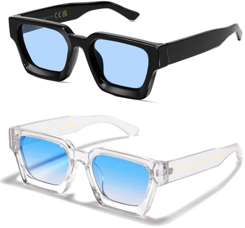 SHEEN KELLY Lunettes de soleil Hommes Femmes Rétro Carrée Cadre épais Rectangulaire Mode Classique Couleurs Nerdy Lunettes Simplistes