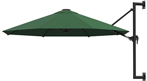ZEYUAN Wall-Mounted Parasol with Metal Pole 300 cm Green,Cantilever Parasol,Outdoor Umbrella,Sun Umbrella