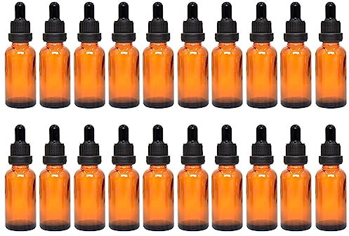 20 Stück 100ML Pipettenflasche, Apothekerflasche Tropfpipette Flaschen Nachfüllbar Braunglasflasche Glasflaschen für Ätherisches Öle,Kosmetik, Apotheker, Reinigung,Aromatherapie, Massage, Haare