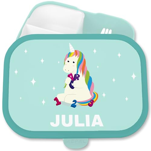 Brotdose Kinder Campus für Mepal - Einhorn Brotbox Unicorn Lunchbox Einhörner I - 750 ml - Türkis - jausenbox vorschulkinder geschenke einhörnern vesperbox brotzeitbox schule mädchen unicorns