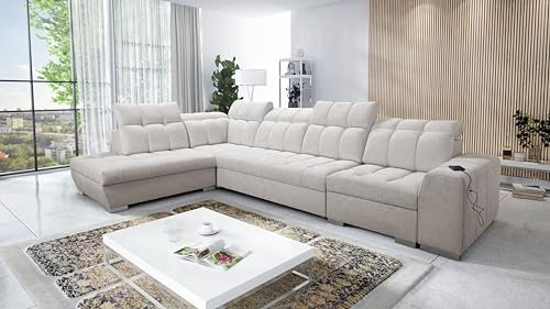 All4All Ecksofa mit Schlaffunktion Piaggio XI - 360x225cm - Sofa mit Bettkasten - Schlafsofa L-Form - Eckcouch - Couch - Sofaeck - Bett - Wohnzimmer - Terra 06 Seite Links 26