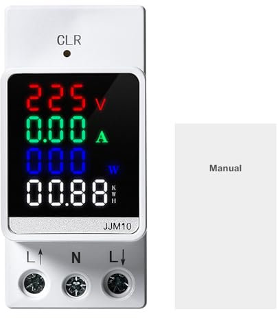 Jadeshay Electric Meter,AC80-270V 100A Energy Meter Single Phase Digital Power Consumption Electricity Usage Monitor Din Rail Used for Voltage Current Power Electricity Frequency Power Factor Power