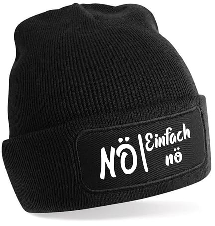 Herzbotschaft Beanie Strickmütze mit Spruch | Nö - Einfach nö | Farbwahl | Unisex SoftTouch angenehm weiche und warme Wintermütze | OneSize Einheitsgröße für Erwachsene