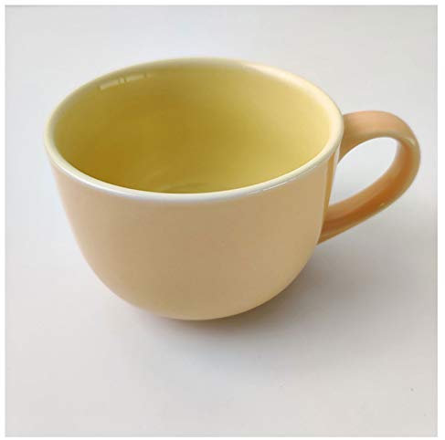Tazze Personalizzate Grande Scodella per la Pancia Tazza per la Colazione Creativa Tazza per Bevande Calde in Ceramica di Colore Puro Regalo per Impiegati o Famiglia (Giallo 350ml)