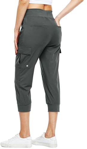WILLIT Pantacourt cargo pour femme - Pantalon de jogging léger - Pantalon de randonnée pour l'entraînement en plein air - Séchage rapide - Athlétique - Imperméable - FPS 50 - Avec poches