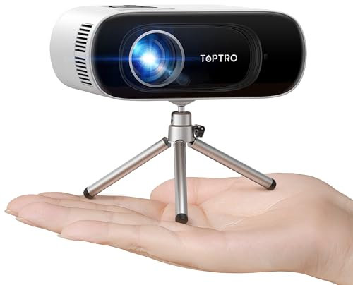 TOPTRO Proyector Portátil Full HD 1080P, 18000 Lúmenes, WiFi, Bluetooth, Auto Keystone, Mini Cine en Casa para Android/iOS/PC/TV Stick/PS5/HDMI/USB (Trípode Incluido)