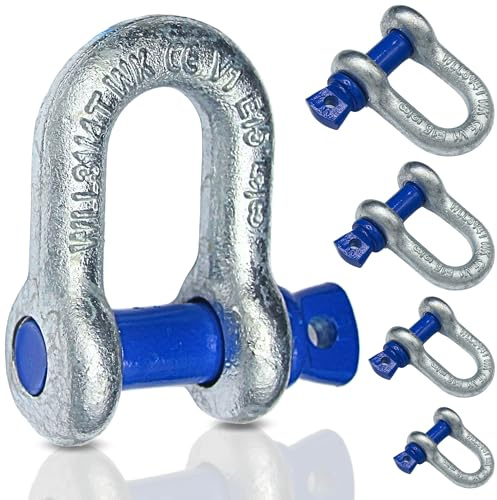 Schäkel gerade 0,5t - 6,5t | Schäkel Set Stahl galvanisch verzinkt | 2, 4, 10 Stück | Version Schäkel 0,5t 10 Stück