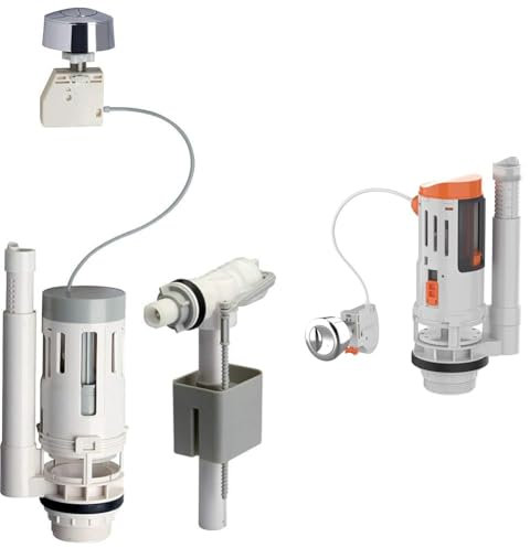 Edouard Rousseau - Ensemble Mécanisme de Chasse d’Eau Double Débit à Bouton Poussoir + Robinet & Ibergrif M20522, Mécanisme Universel WC comprenant 2 Boutons de Chasse d'Eau, Se Vide Rapidement