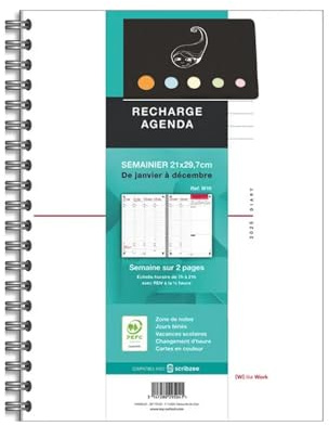 Nachfüllpack Terminplaner 2025, 1 Woche auf zwei Seiten + 1 Index selbstklebend Blumie (A4)