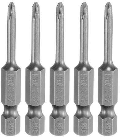 sourcing map 5pcs #1 Phillips Screwdriver Bit PH1 1/4 Hex Shank 2 (50mm) Long Magnetic S2 Steel Industrial Grade Screw Driver Bit Cross Head Electric Drill Bits 0.118 (3mm) Rod