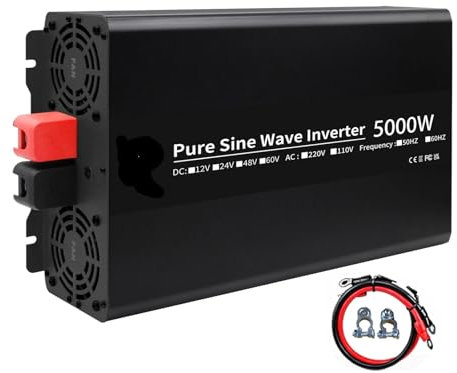 OSBCMZGE Pure Sine Wave Inverter 6000W 5000W Power DC 12V to AC 220V 50HZ Power Bank Converter Solar Car Inverter (5000W,48V_220-230V 50HZ)