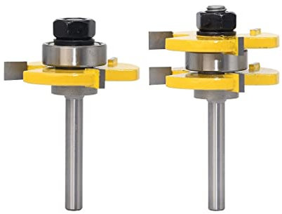 2 pièces 6 MM tige fraise sculpture sur bois langue rainure Joint assemblage t-slot routeur Bit Set 3/4 Stock outil de coupe de bois