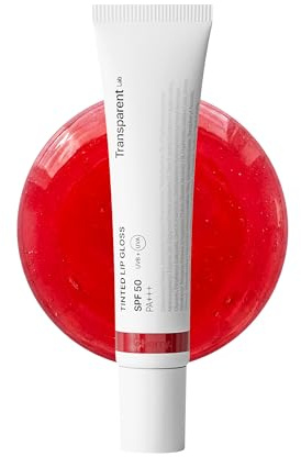Transparent Lab Tinted Lipgloss Cherry 15 ml – Baume à lèvres teinté SPF50, à l'acide hyaluronique et aux peptides volumateurs, hydratation, brillance naturelle et protection solaire élevée