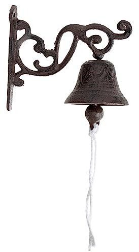 Happyyami Vintage Wandglocke Aus Eisen Mit Handbetriebenem Klingelmechanismus Dekorative Landhaus-Dekoration Rustikale Gartenglocke Im Retro-Stil Für Haustür Schloss Gartenwand