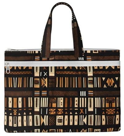 SDEGTHO African Mud Cloth Tribal Zippered Document Bag With Handle For Carrying Paper Files Books Filing Folder
